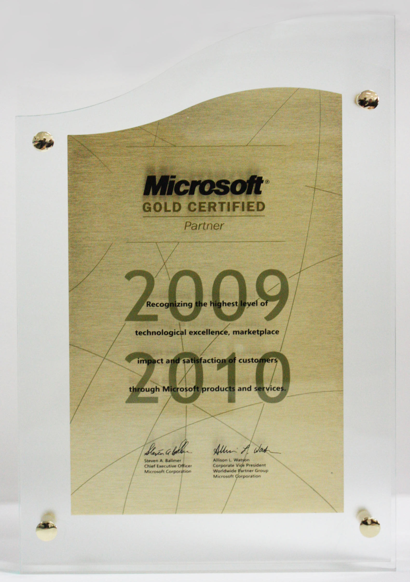 2009-2010年度微软件金牌认证合作伙伴
